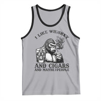 I Like Whiskey and Cigars and Maybe 3 People Tank Top Funny Bigfoot Drinking and Cigarette Anti-Social Humor