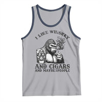 I Like Whiskey and Cigars and Maybe 3 People Tank Top Funny Bigfoot Drinking and Cigarette Anti-Social Humor