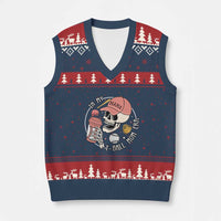 In My T-Ball Mom Era Skeleton V-Neck Knit Sweater Vest Baseball Mother's Day - Wonder Print Shop