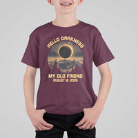 Hello Darkness My Old Friend August 12 2026 T Shirt For Kid Total Solar Eclipse Humorous Astronomy Gift