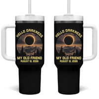 Hello Darkness My Old Friend August 12 2026 Tumbler With Handle Total Solar Eclipse Humorous Astronomy Gift