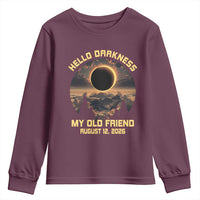 Hello Darkness My Old Friend August 12 2026 Youth Sweatshirt Total Solar Eclipse Humorous Astronomy Gift