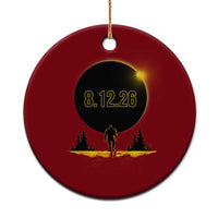 Bigfoot August 12 2026 Total Solar Eclipse Ceramic Ornament Totality Sasquatch Cryptid Stargazer Memorabilia