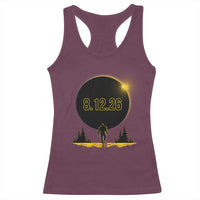Bigfoot August 12 2026 Total Solar Eclipse Racerback Tank Top Totality Sasquatch Cryptid Stargazer Memorabilia