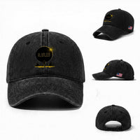 Bigfoot August 12 2026 Total Solar Eclipse Washed Cotton Baseball Cap Totality Sasquatch Cryptid Stargazer Memorabilia