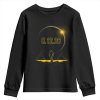 Bigfoot August 12 2026 Total Solar Eclipse Youth Sweatshirt Totality Sasquatch Cryptid Stargazer Memorabilia