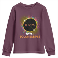 Colorful Paint Splatter 2026 Total Solar Eclipse Totality Astronomy Youth Sweatshirt