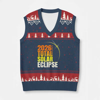 2026 Total Solar Eclipse August 12 V-Neck Knit Sweater Vest Totality Modern Space Graphic