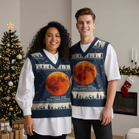 Blood Moon Total Lunar Eclipse March 3 2026 V-Neck Knit Sweater Vest Blood Moon Astronomy Souvenir Graphic