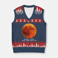 Blood Moon Total Lunar Eclipse March 3 2026 V-Neck Knit Sweater Vest Blood Moon Astronomy Souvenir Graphic