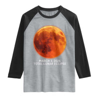 Blood Moon Total Lunar Eclipse March 3 2026 Raglan Shirt Blood Moon Astronomy Souvenir Graphic