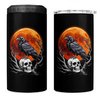 Gothic Raven on Skull Blood Moon 4 in 1 Can Cooler Tumbler Spooky Halloween Macabre Dark Art Graphic