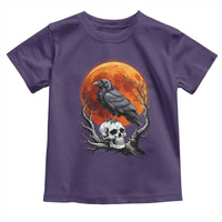 Gothic Raven on Skull Blood Moon Toddler T Shirt Spooky Halloween Macabre Dark Art Graphic