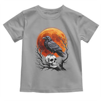 Gothic Raven on Skull Blood Moon Toddler T Shirt Spooky Halloween Macabre Dark Art Graphic