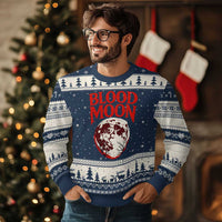 Retro Blood Moon Graphic Ugly Christmas Sweater Mystic Celestial Gothic Astronomy Art