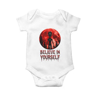 Creepy Alien Believe In Yourself Baby Onesie Funny Blood Moon Sci-Fi Horror Graphic