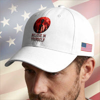 Creepy Alien Believe In Yourself Baseball Cap Funny Blood Moon Sci-Fi Horror Graphic