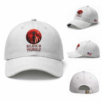 Creepy Alien Believe In Yourself Baseball Cap Funny Blood Moon Sci-Fi Horror Graphic