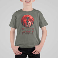 Creepy Alien Believe In Yourself T Shirt For Kid Funny Blood Moon Sci-Fi Horror Graphic