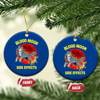 Funny Blood Moon Side Effects Wolf and Chihuahua Dog Humor Graphic Ceramic Ornament