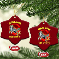 Funny Blood Moon Side Effects Wolf and Chihuahua Dog Humor Graphic Ceramic Ornament