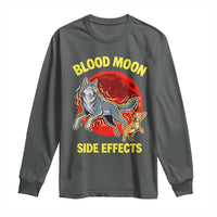 Funny Blood Moon Side Effects Wolf and Chihuahua Dog Humor Graphic Long Sleeve Shirt
