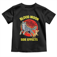 Funny Blood Moon Side Effects Wolf and Chihuahua Dog Humor Graphic Toddler T Shirt
