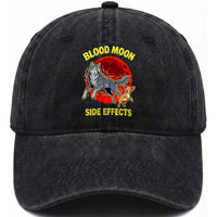 Funny Blood Moon Side Effects Wolf and Chihuahua Dog Humor Graphic Washed Cotton Baseball Cap