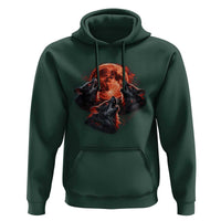 Majestic Three Wolves Howling at Red Blood Moon Graphic Hoodie Wild Nature with Celestial Astronomy