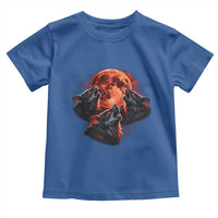 Majestic Three Wolves Howling at Red Blood Moon Graphic Toddler T Shirt Wild Nature with Celestial Astronomy