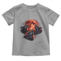 Majestic Three Wolves Howling at Red Blood Moon Graphic Toddler T Shirt Wild Nature with Celestial Astronomy