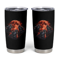 Majestic Three Wolves Howling at Red Blood Moon Graphic Tumbler Cup Wild Nature with Celestial Astronomy