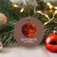 Blood Moon Is Coming Spooky Halloween Ceramic Ornament Flying Bats Gothic Dark Horror Graphic