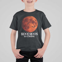 Blood Moon Is Coming Spooky Halloween T Shirt For Kid Flying Bats Gothic Dark Horror Graphic