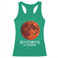 Blood Moon Is Coming Spooky Halloween Racerback Tank Top Flying Bats Gothic Dark Horror Graphic