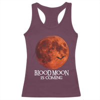 Blood Moon Is Coming Spooky Halloween Racerback Tank Top Flying Bats Gothic Dark Horror Graphic
