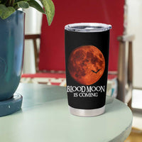 Blood Moon Is Coming Spooky Halloween Tumbler Cup Flying Bats Gothic Dark Horror Graphic