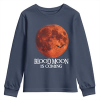 Blood Moon Is Coming Spooky Halloween Youth Sweatshirt Flying Bats Gothic Dark Horror Graphic