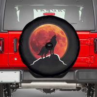 Howling Wolf Crimson Blood Moon Spare Tire Cover Mountain Wildlife Nature Graphic