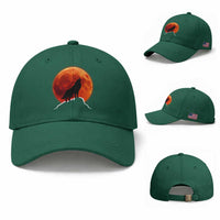 Howling Wolf Crimson Blood Moon Baseball Cap Mountain Wildlife Nature Graphic