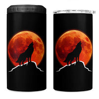 Howling Wolf Crimson Blood Moon 4 in 1 Can Cooler Tumbler Mountain Wildlife Nature Graphic