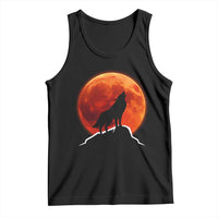 Howling Wolf Crimson Blood Moon Tank Top Mountain Wildlife Nature Graphic