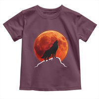 Howling Wolf Crimson Blood Moon Toddler T Shirt Mountain Wildlife Nature Graphic