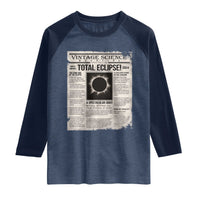 Retro Vintage Science Magazine Total Solar Eclipse 2024 Raglan Shirt Historic Totality Astronomy Geek Memorabilia