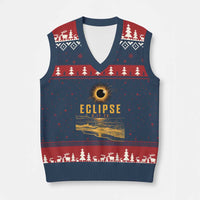 Total Solar Eclipse August 12 2026 Celestial Totality V-Neck Knit Sweater Vest Ocean Beach View Astronomy Souvenir