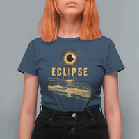Total Solar Eclipse August 12 2026 Celestial Totality T Shirt For Women Ocean Beach View Astronomy Souvenir