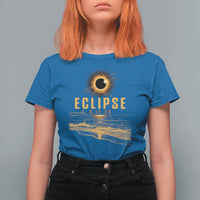 Total Solar Eclipse August 12 2026 Celestial Totality T Shirt For Women Ocean Beach View Astronomy Souvenir