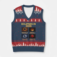 Eclipses in 2026 Celestial Calendar Infographic V-Neck Knit Sweater Vest Space Nerd Astronomy Gift Astrology Lover