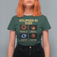 Eclipses in 2026 Celestial Calendar Infographic T Shirt For Women Space Nerd Astronomy Gift Astrology Lover