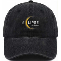 Minimalist 2026 Total Solar Eclipse Washed Cotton Baseball Cap August 12 Totality Astronomy Souvenir